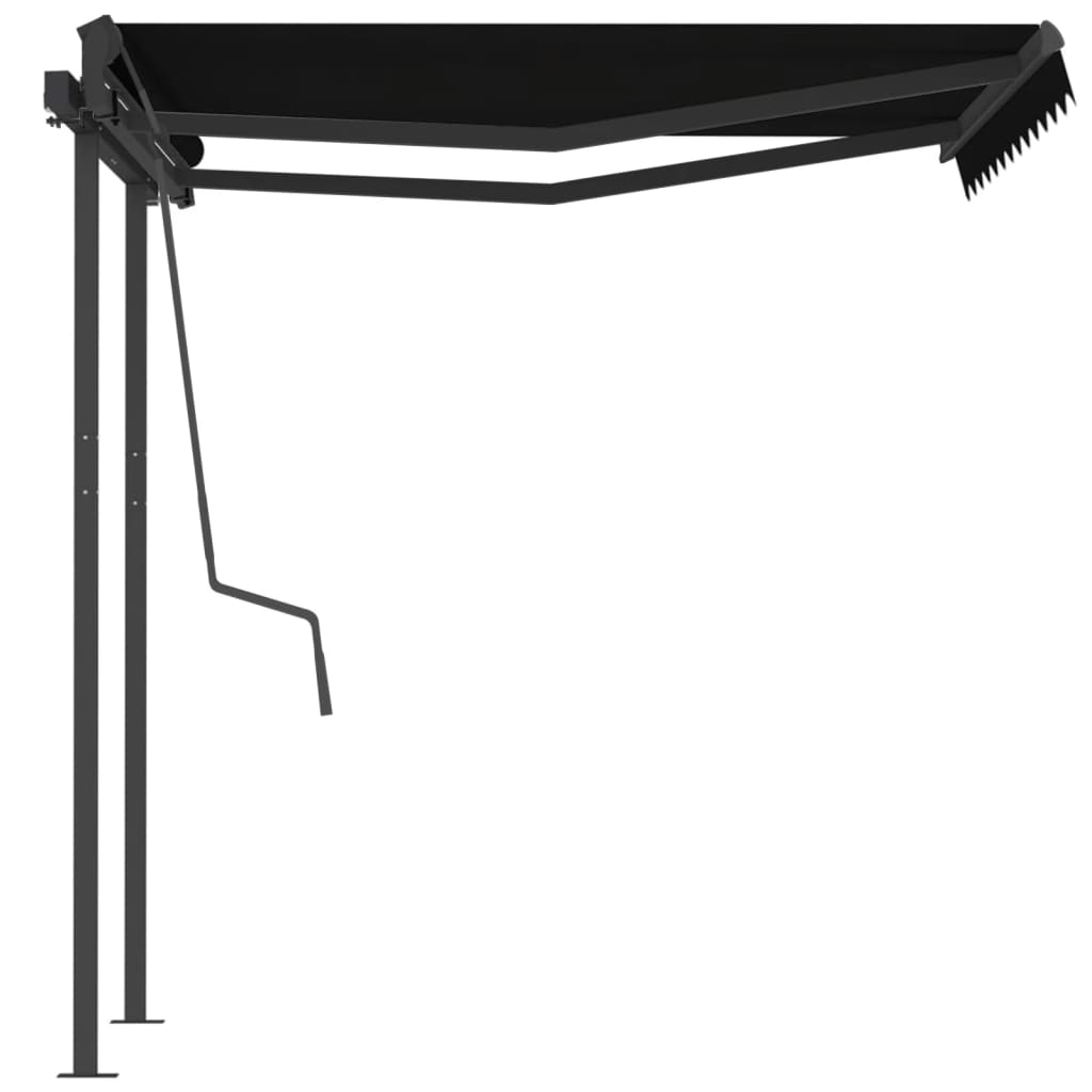 Retractable awning with pole 3.5x2.5 m anthracite