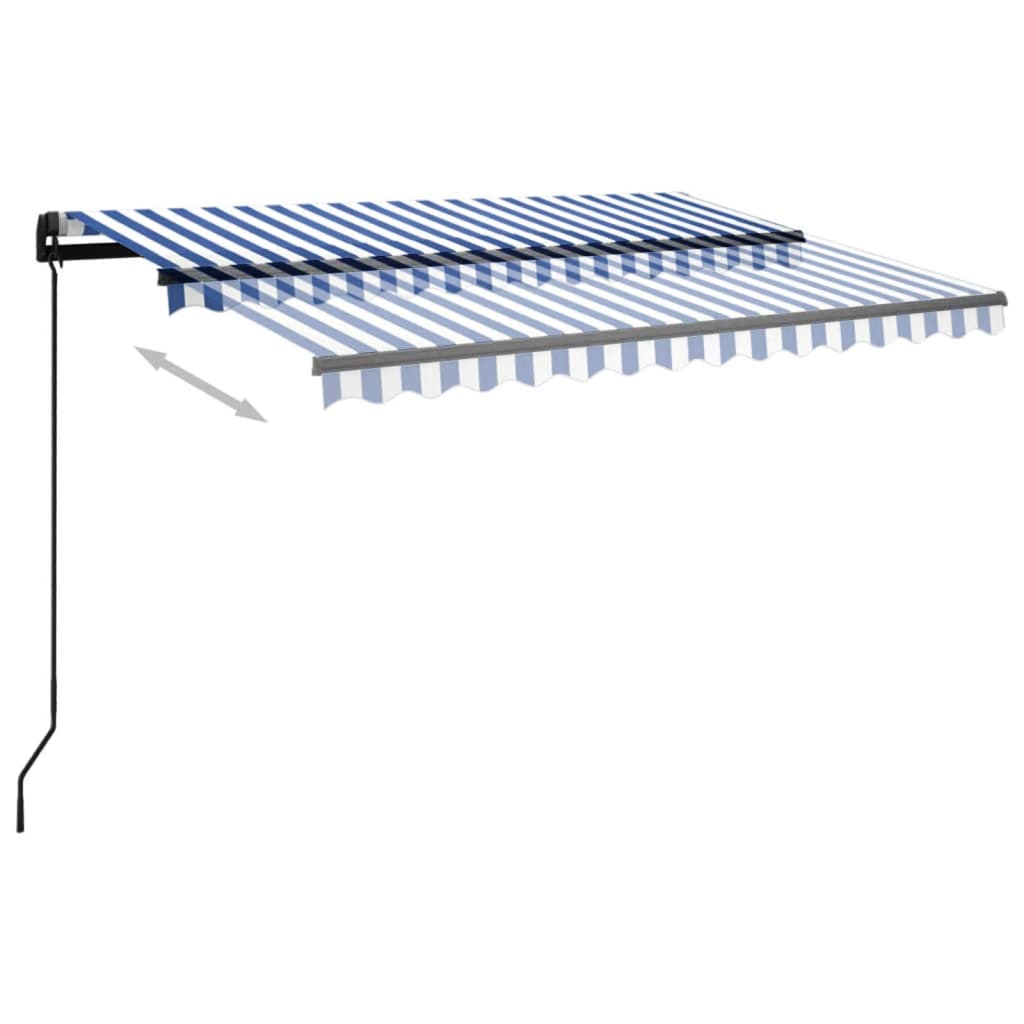 Retractable awning LED/wind sensor 3.5x2.5 m blue and white