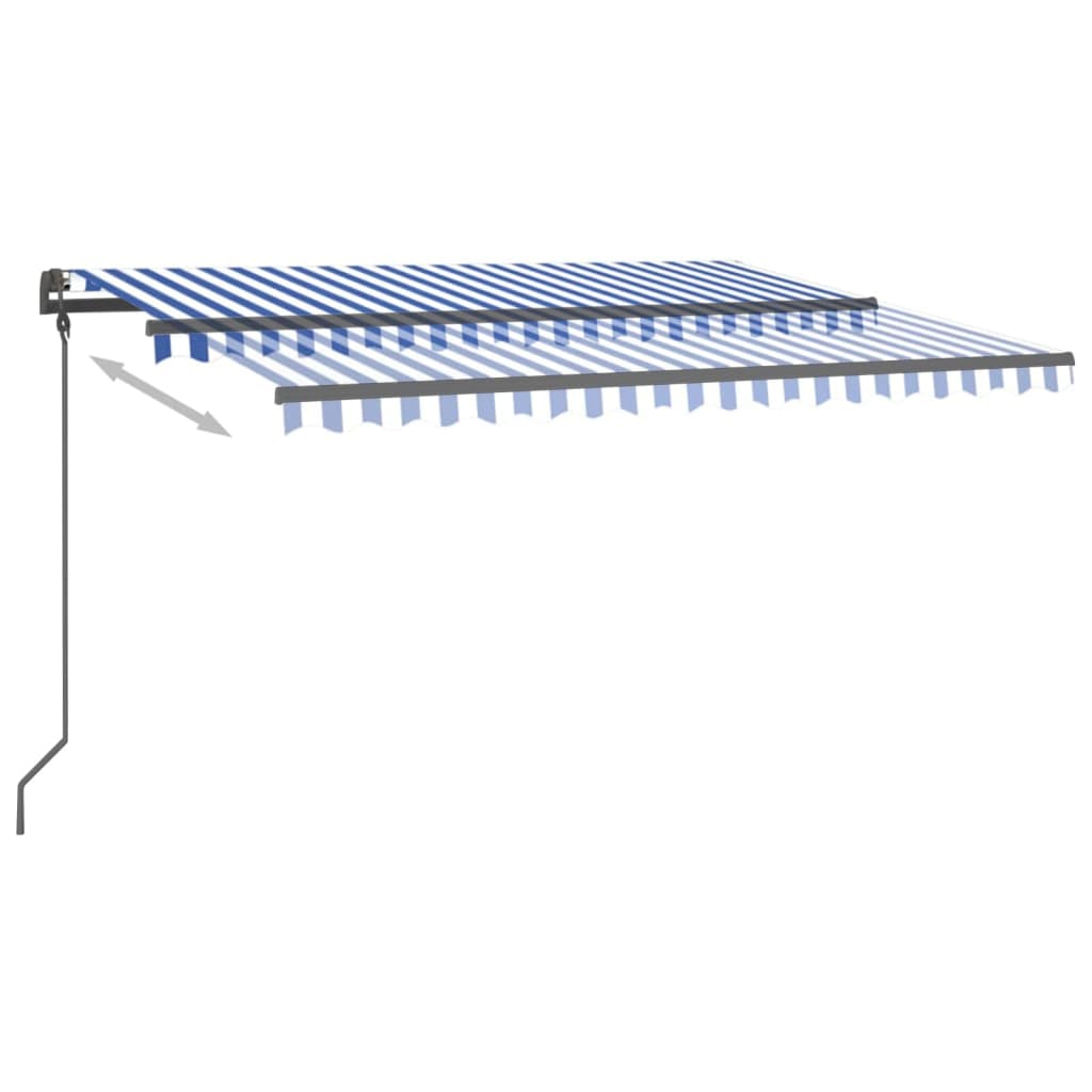 Manuaalisesti kelattava markiisi LED-valot 4x3 m sinivalkoinen