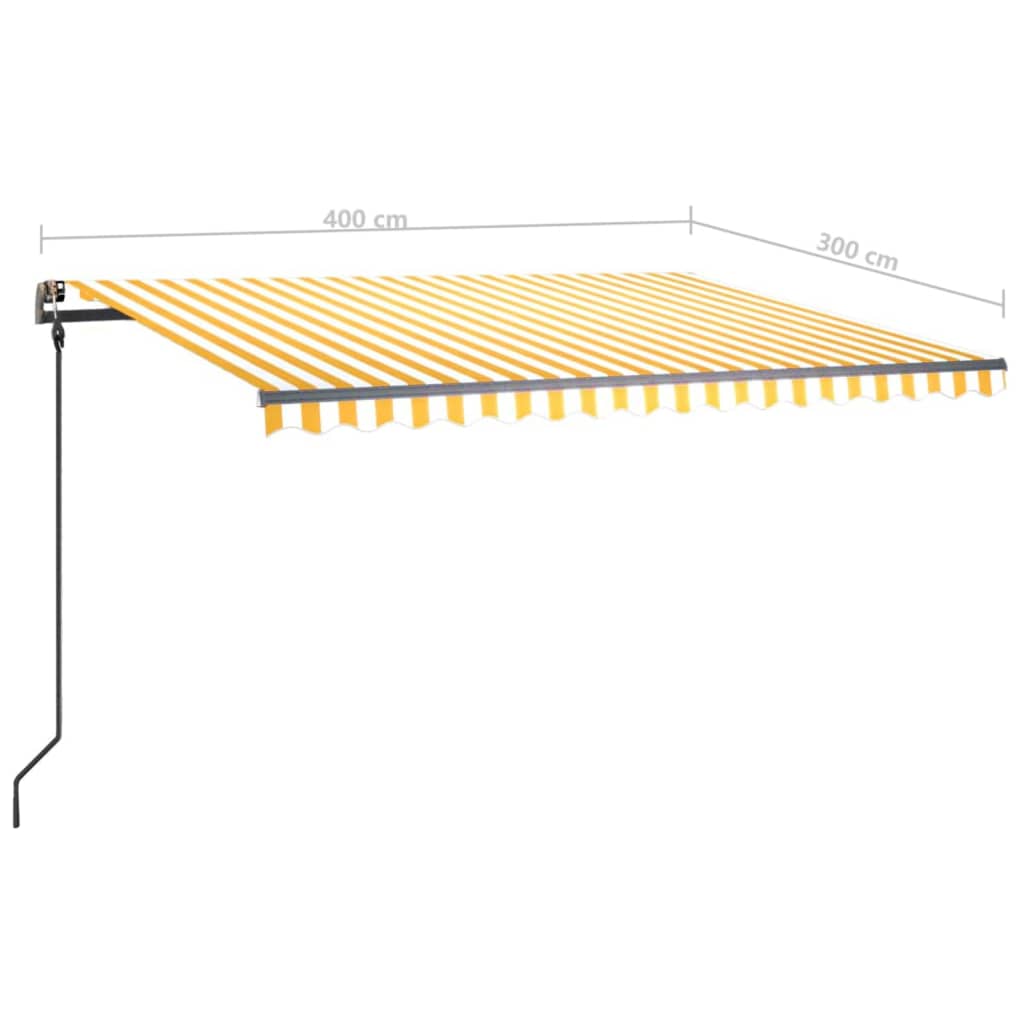 Manuaalisesti kelattava markiisi LED-valot 4x3 m keltavalkoinen