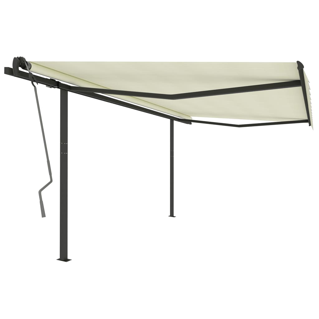 Automatic retractable awning with pole 4x3 m cream