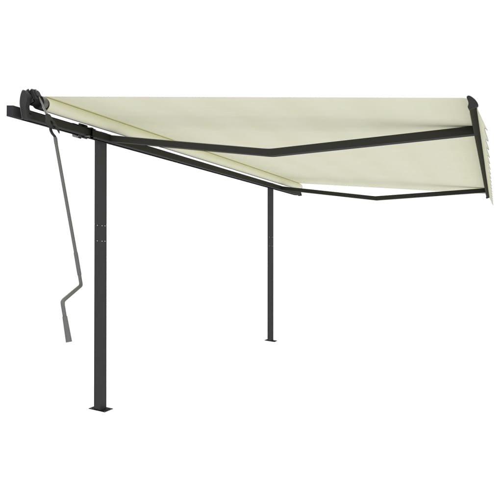 Automatic retractable awning with pole 4x3 m cream