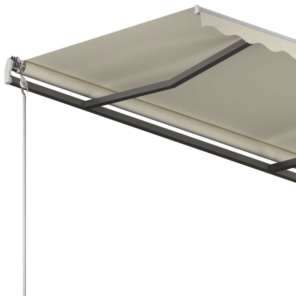 Automatic retractable awning with pole 4x3 m cream