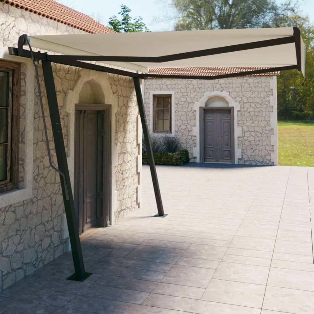 Automatic retractable awning with pole 4x3 m cream