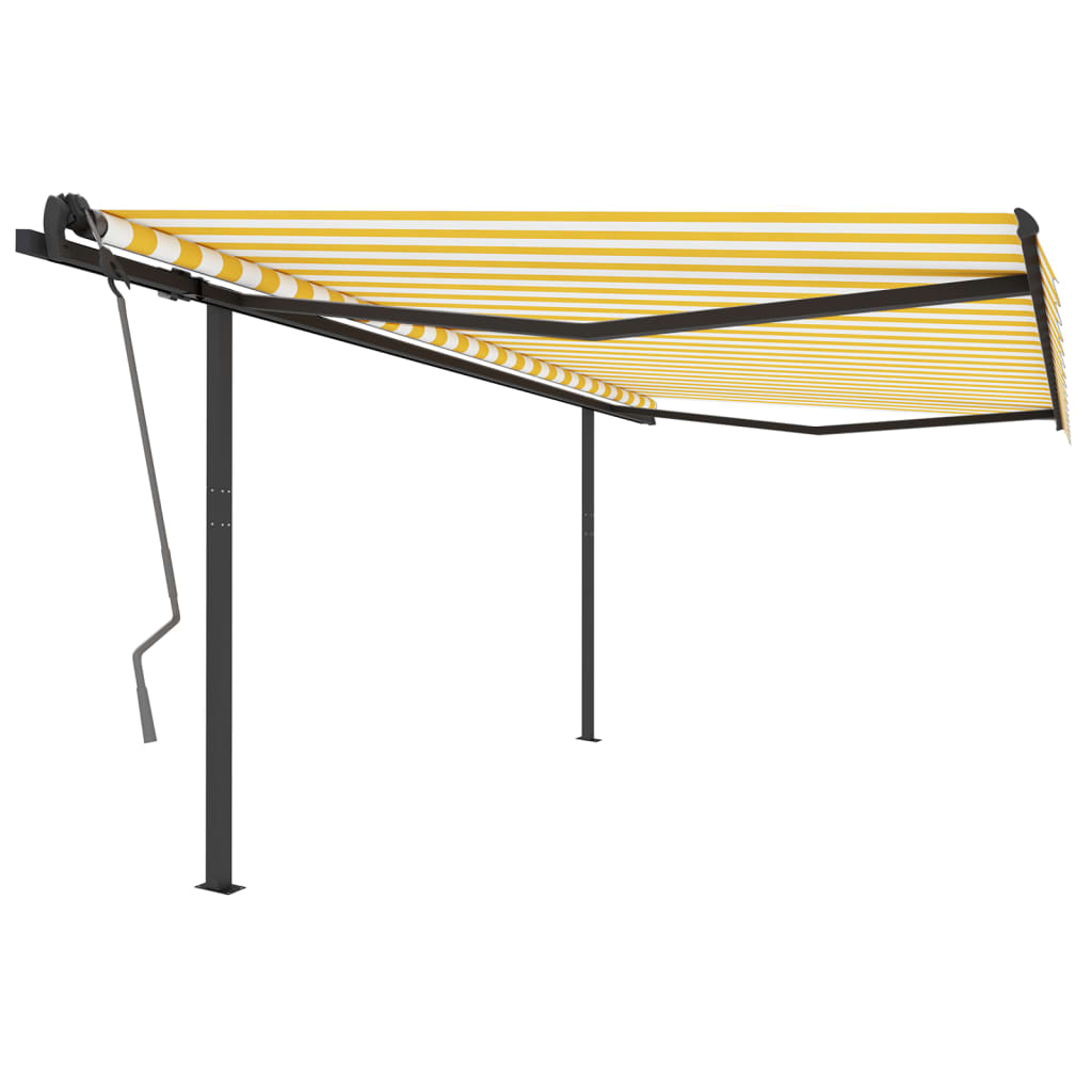 Automatic retractable awning with pole 4x3m yellow and white