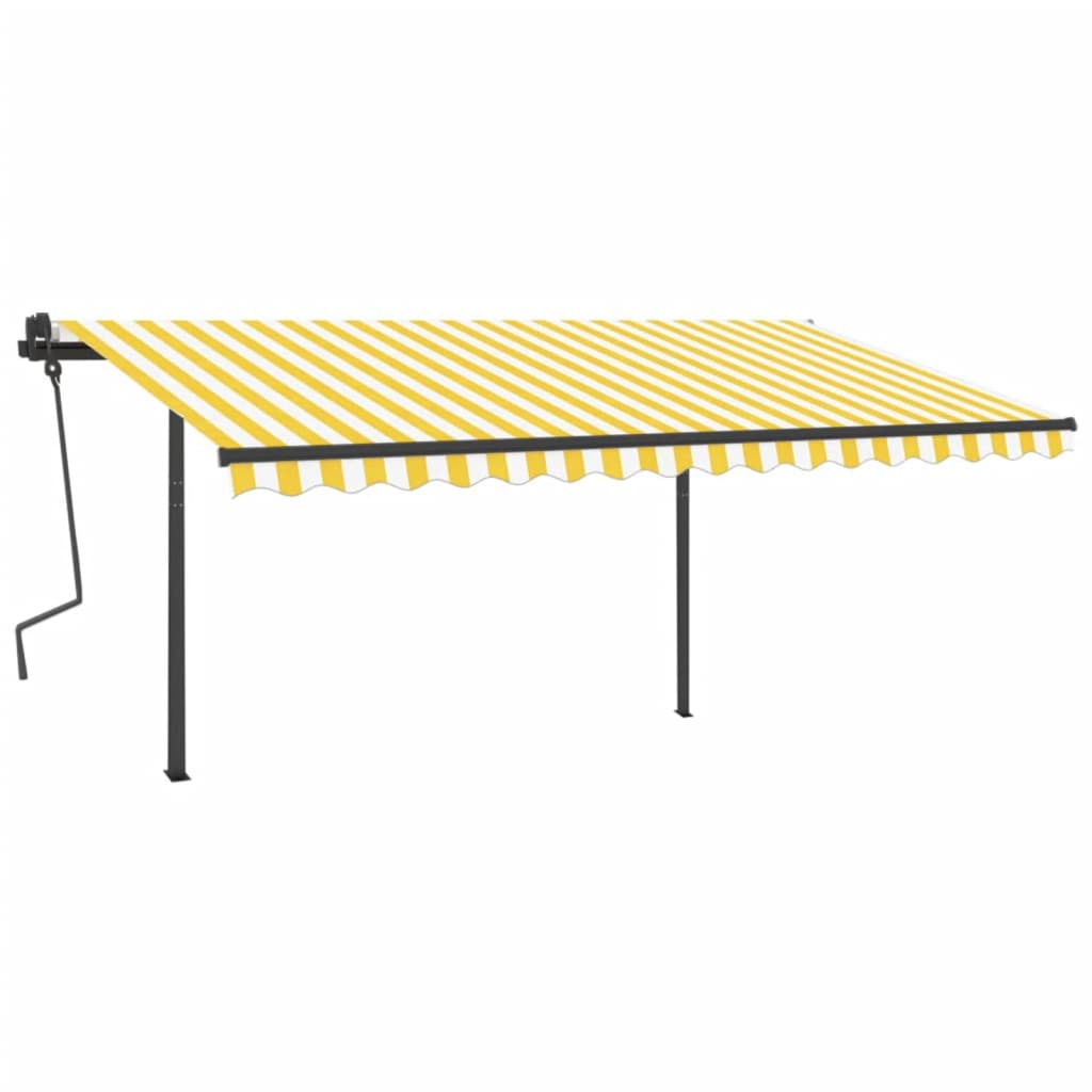 Automatic retractable awning with pole 4x3m yellow and white