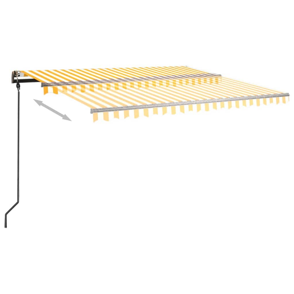 Automatic retractable awning with pole 4x3m yellow and white