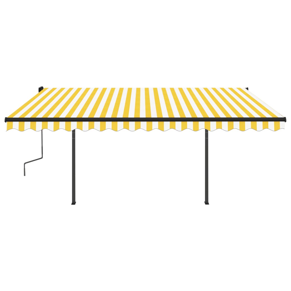 Automatic retractable awning with pole 4x3m yellow and white