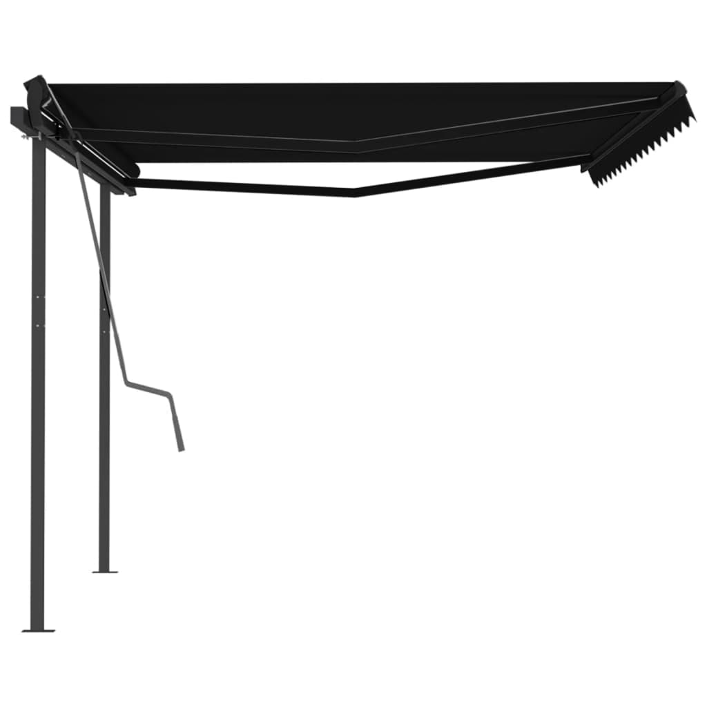 Automatic retractable awning with pole 4x3 m anthracite