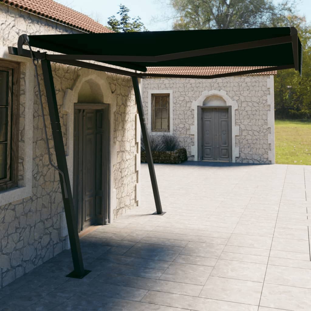 Automatic retractable awning with pole 4x3 m anthracite