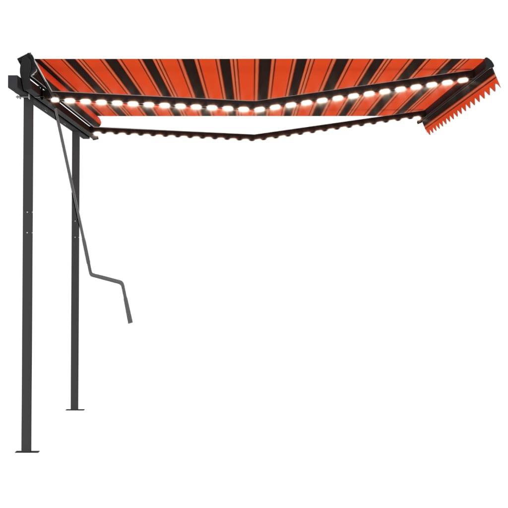 Retractable awning LED/wind sensor 4x3 m orange-brown