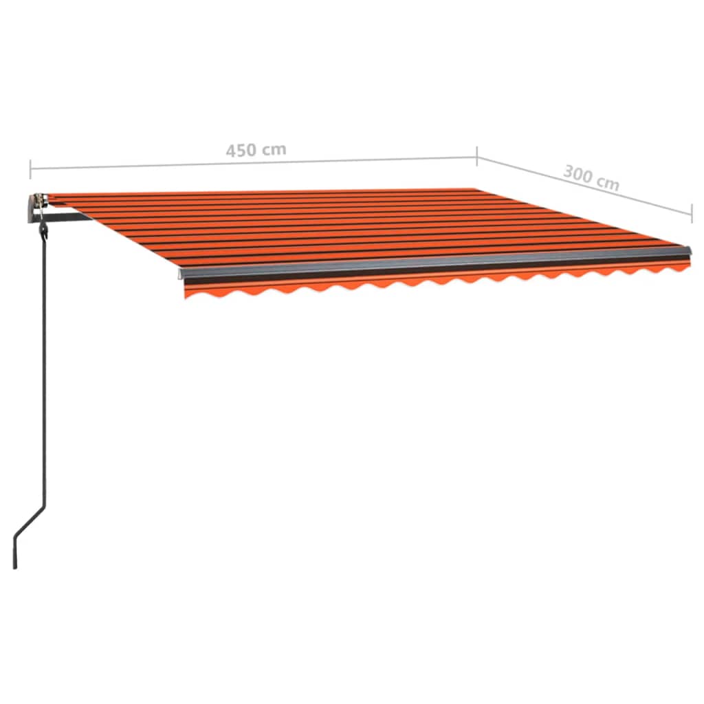 Manuaalisesti kelattava markiisi tolpilla 4,5x3m oranssiruskea