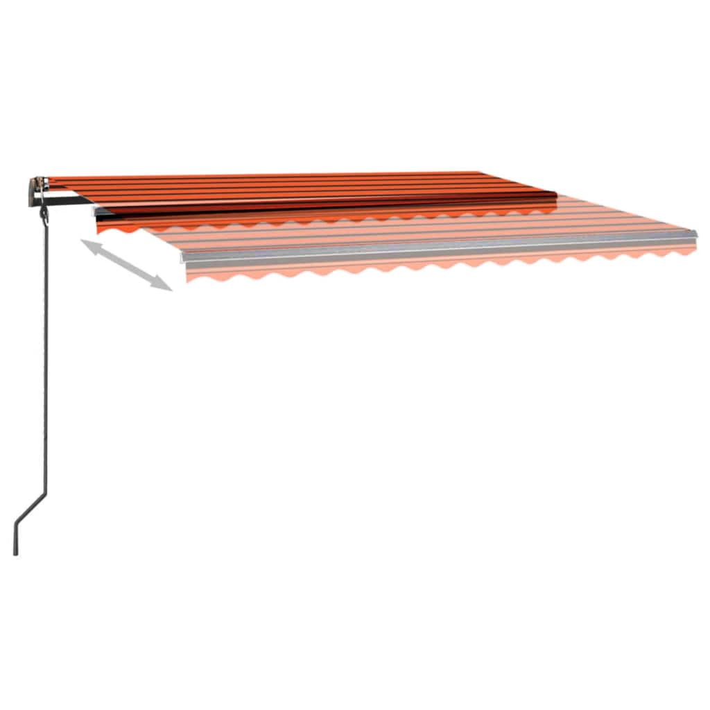 Manuaalisesti kelattava markiisi LED-valot 4,5x3m oranssiruskea