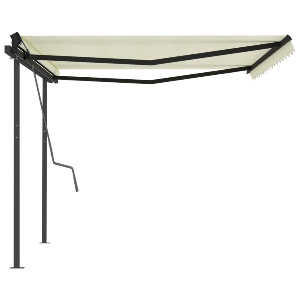 Automatic retractable awning with pole 4.5x3m cream