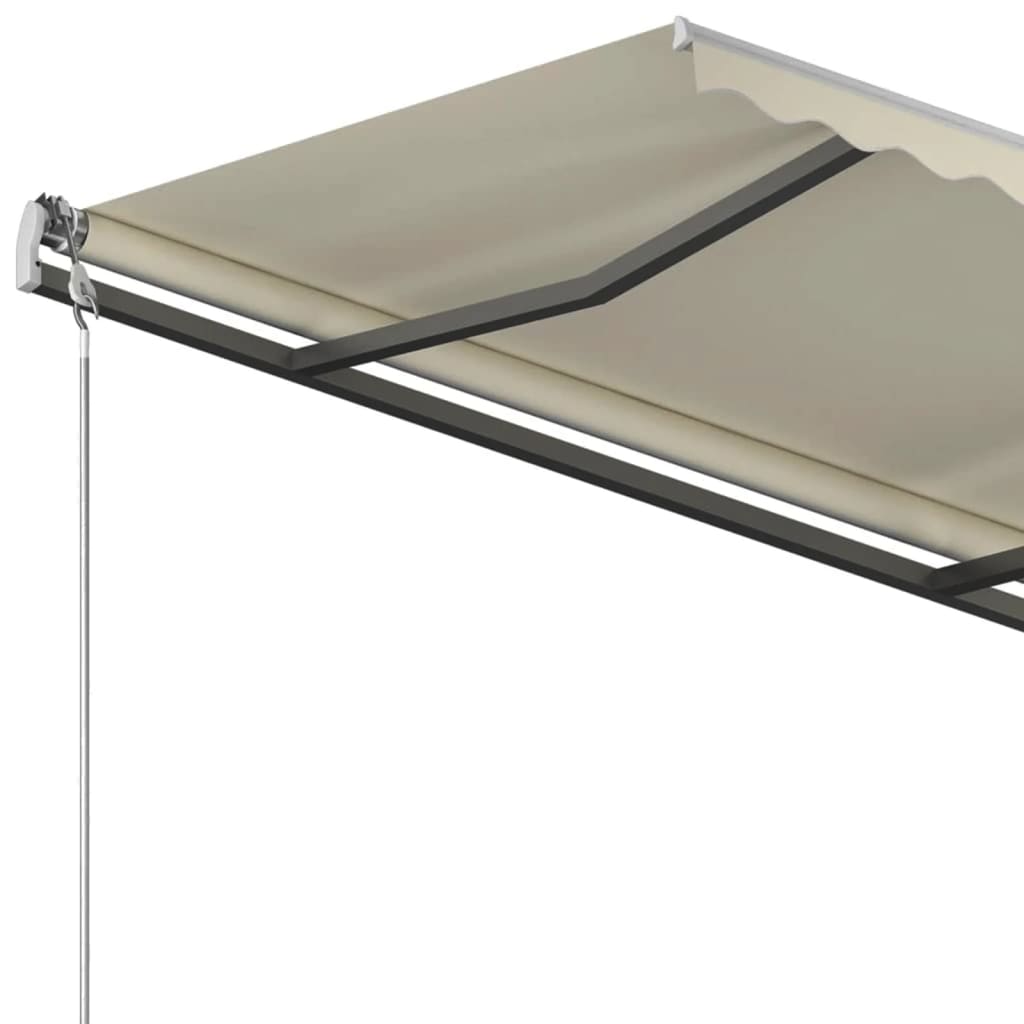 Automatic retractable awning with pole 4.5x3m cream