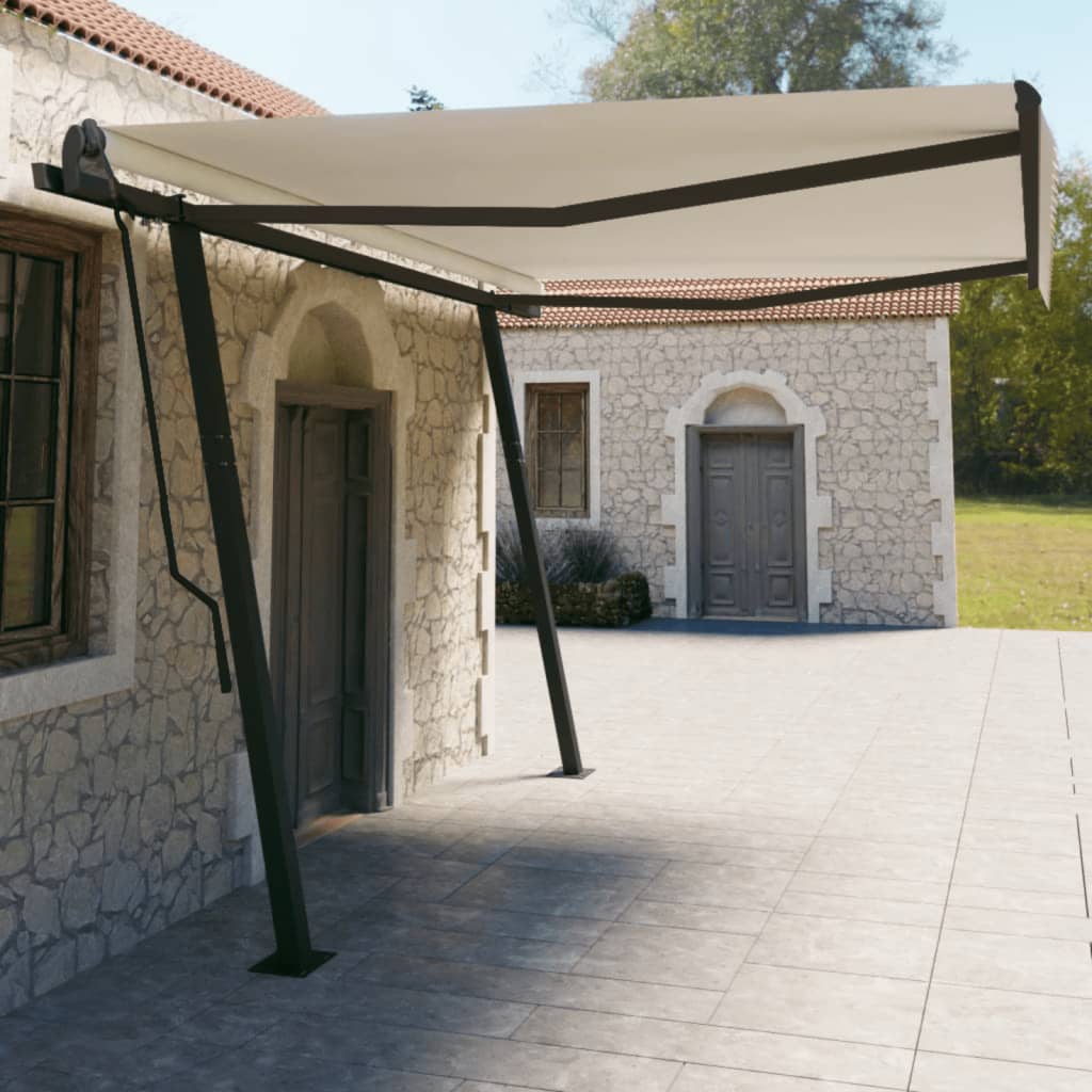 Automatic retractable awning with pole 4.5x3m cream