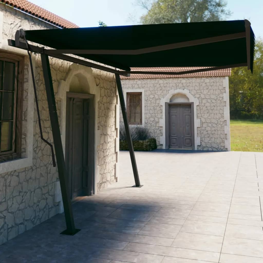 Automatic retractable awning with pole 4.5x3m anthracite