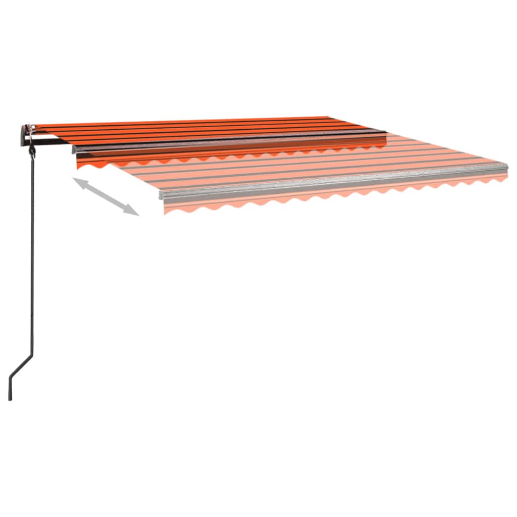 Automatically retractable awning with pole 4.5x3m orange-brown.