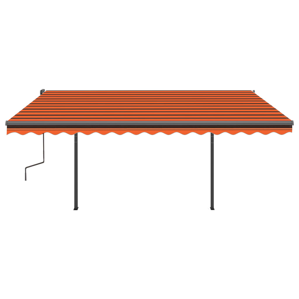 Automatically retractable awning with pole 4.5x3m orange-brown.