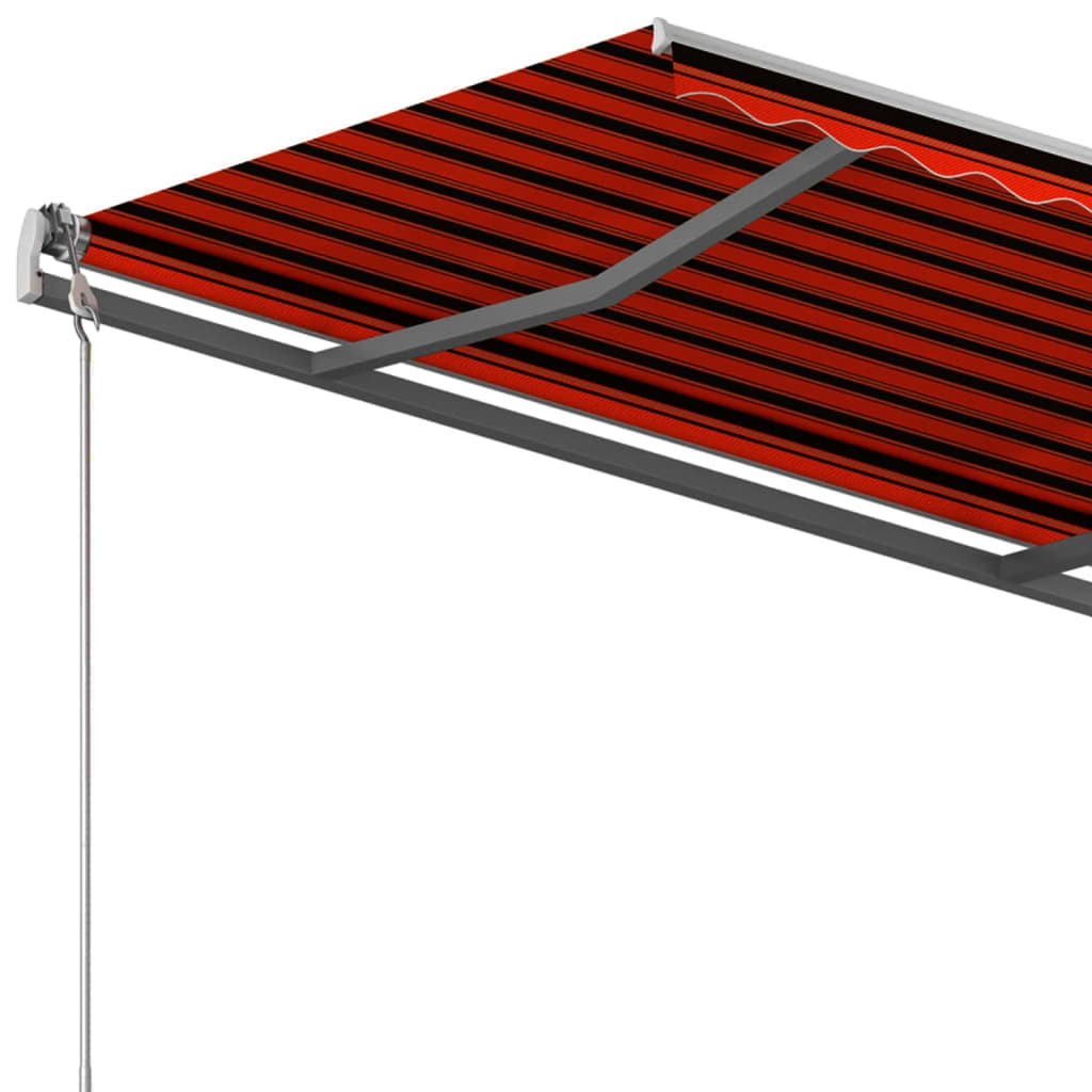 Automatically retractable awning with pole 4.5x3m orange-brown.