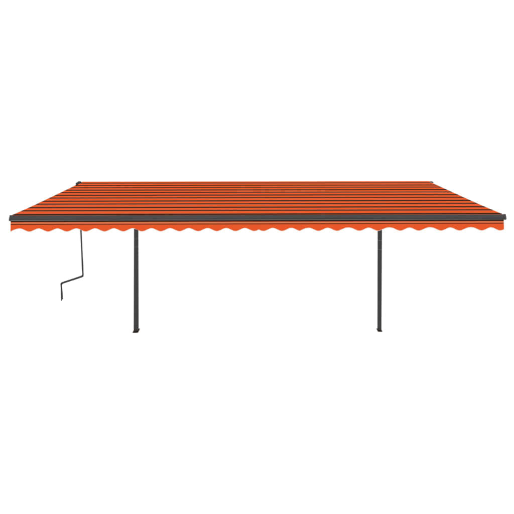 Retractable awning with LED 6x3 m orange-brown