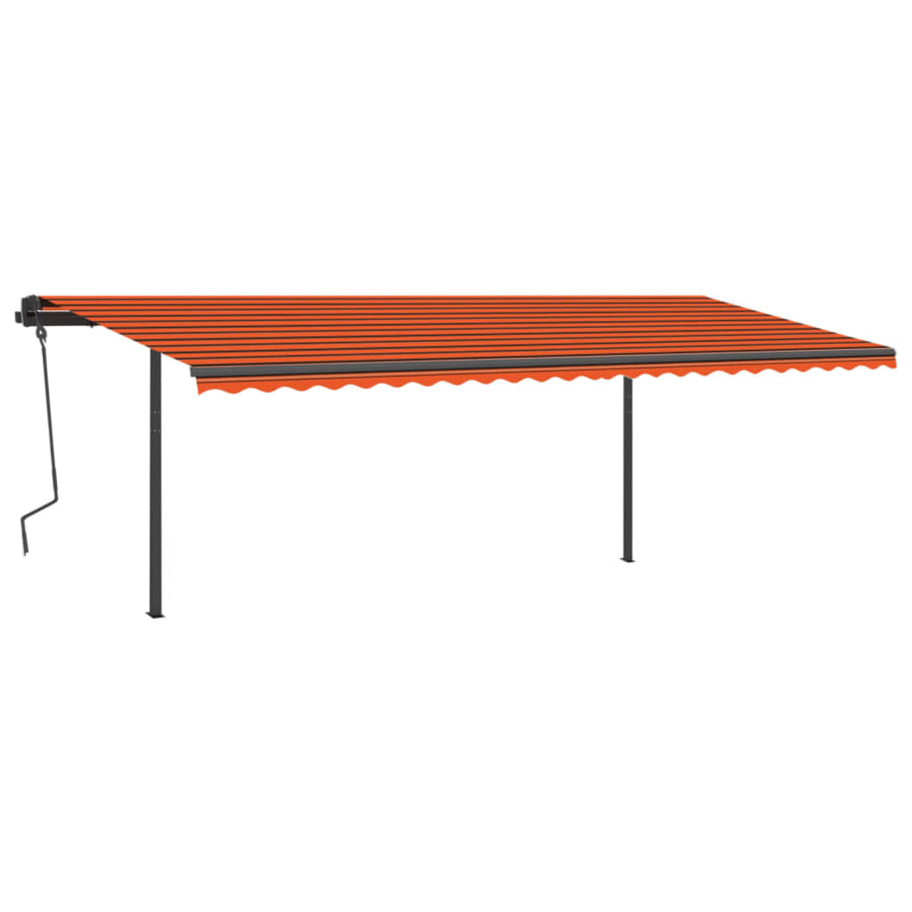 Retractable awning with LED 6x3 m orange-brown