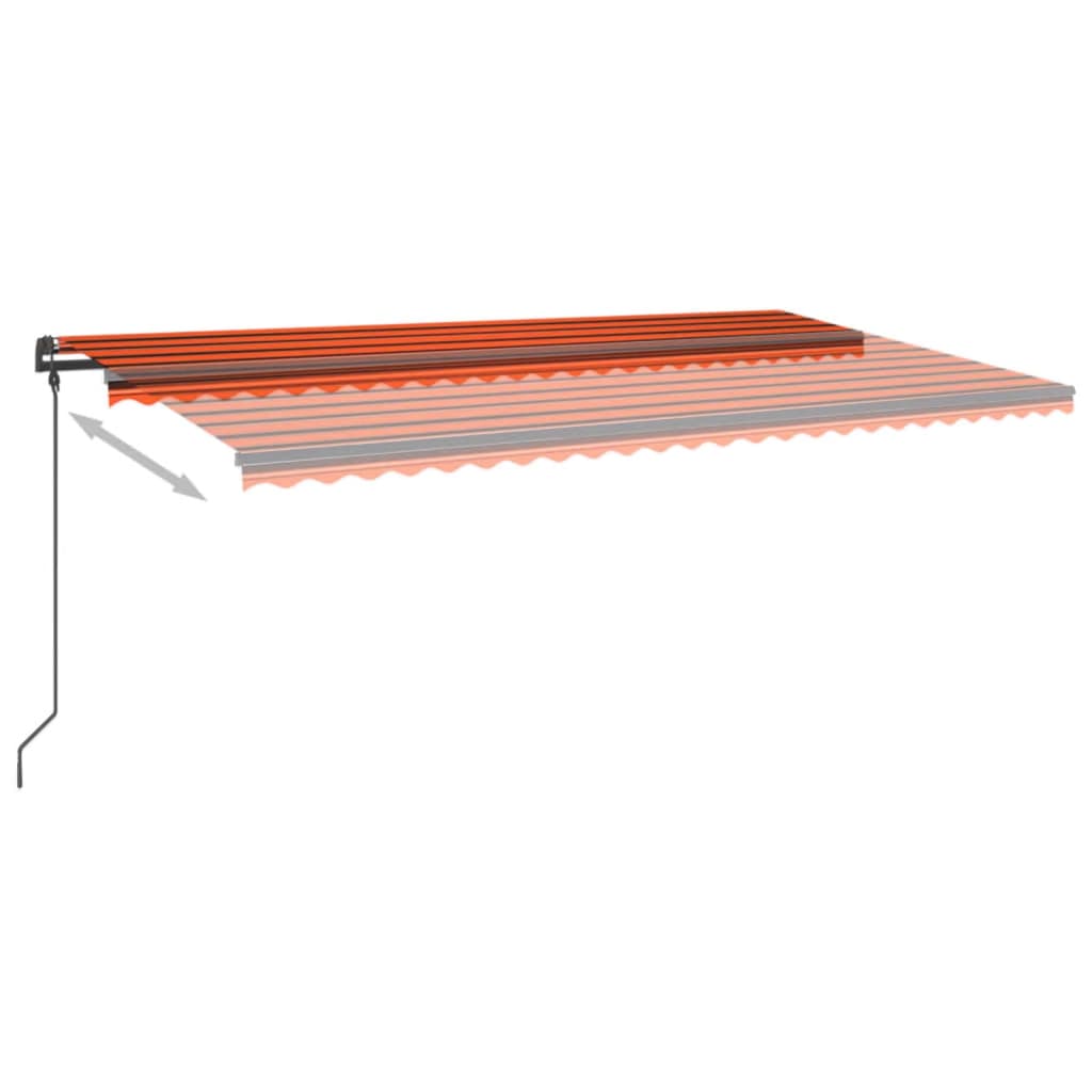 Retractable awning with LED 6x3 m orange-brown