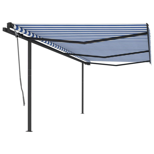 Automatic retractable awning 6x3 m blue and white