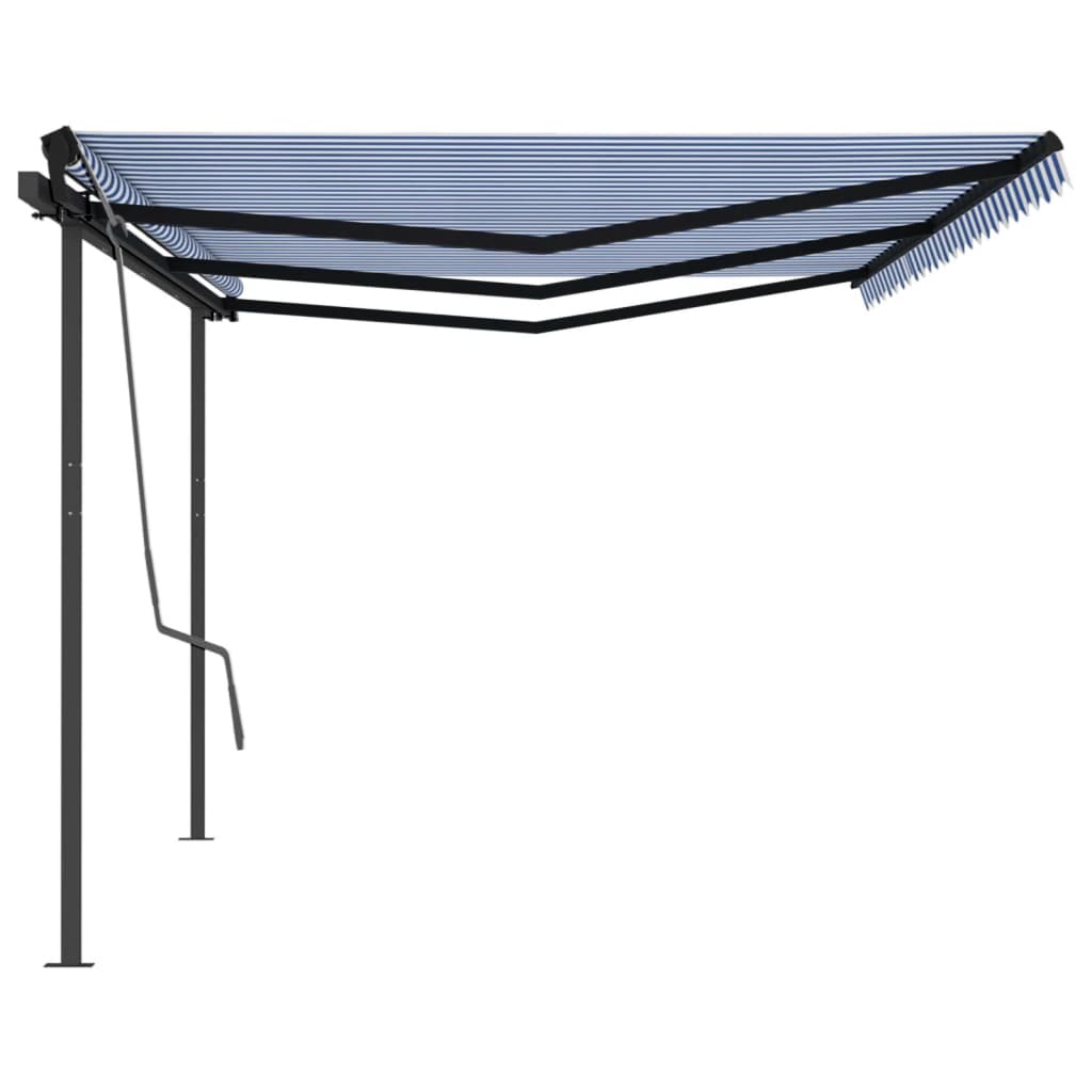 Automatic retractable awning 6x3 m blue and white