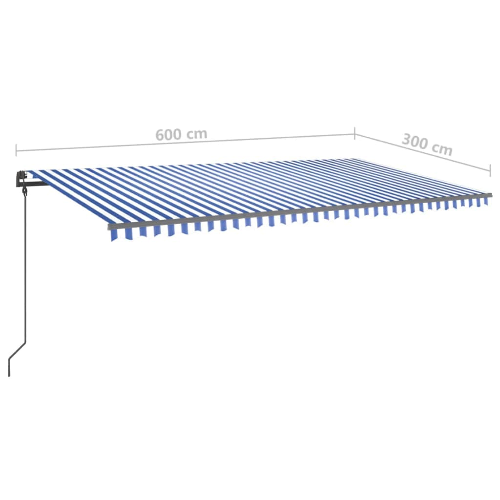 Automatic retractable awning 6x3 m blue and white