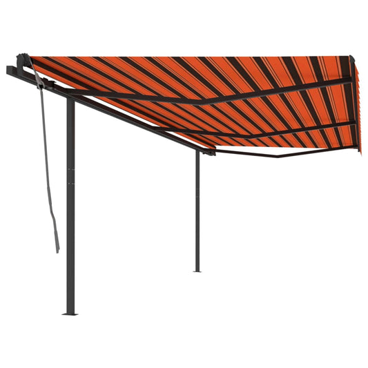 Retractable awning with pole 6x3 m orange-brown