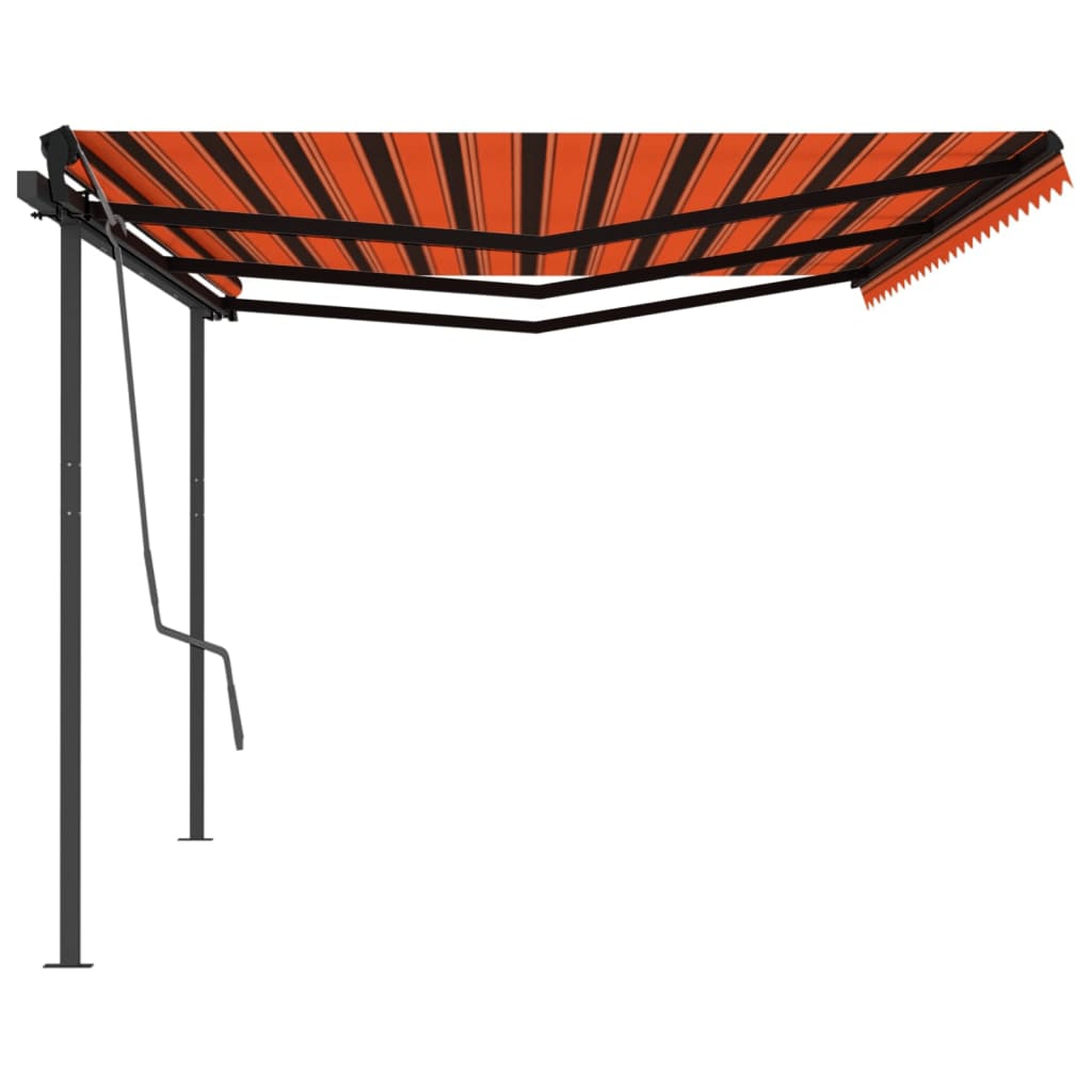 Retractable awning with pole 6x3 m orange-brown