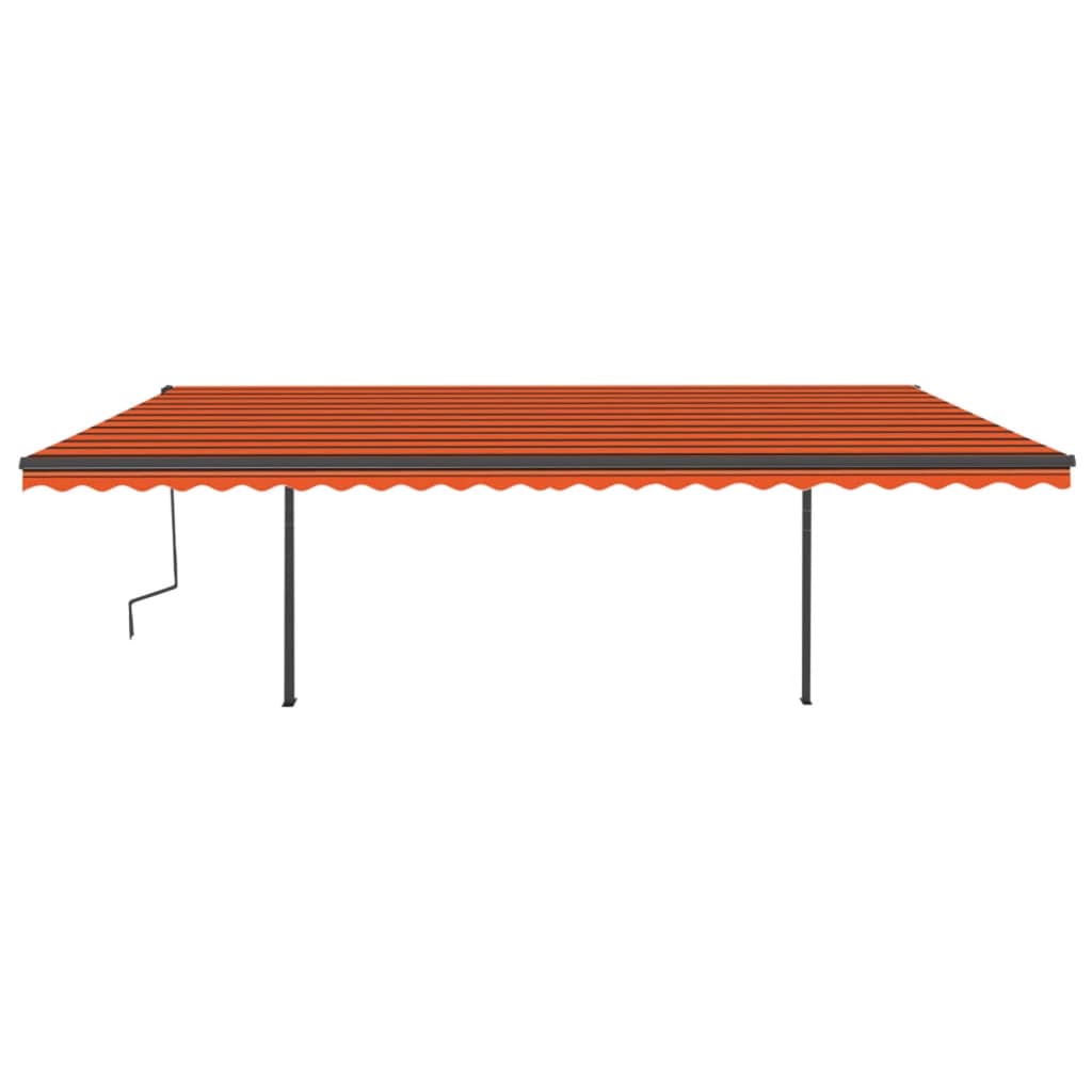 Retractable awning with pole 6x3 m orange-brown