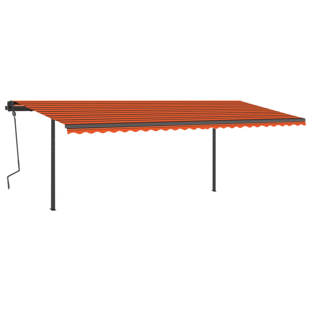 Retractable awning with pole 6x3 m orange-brown