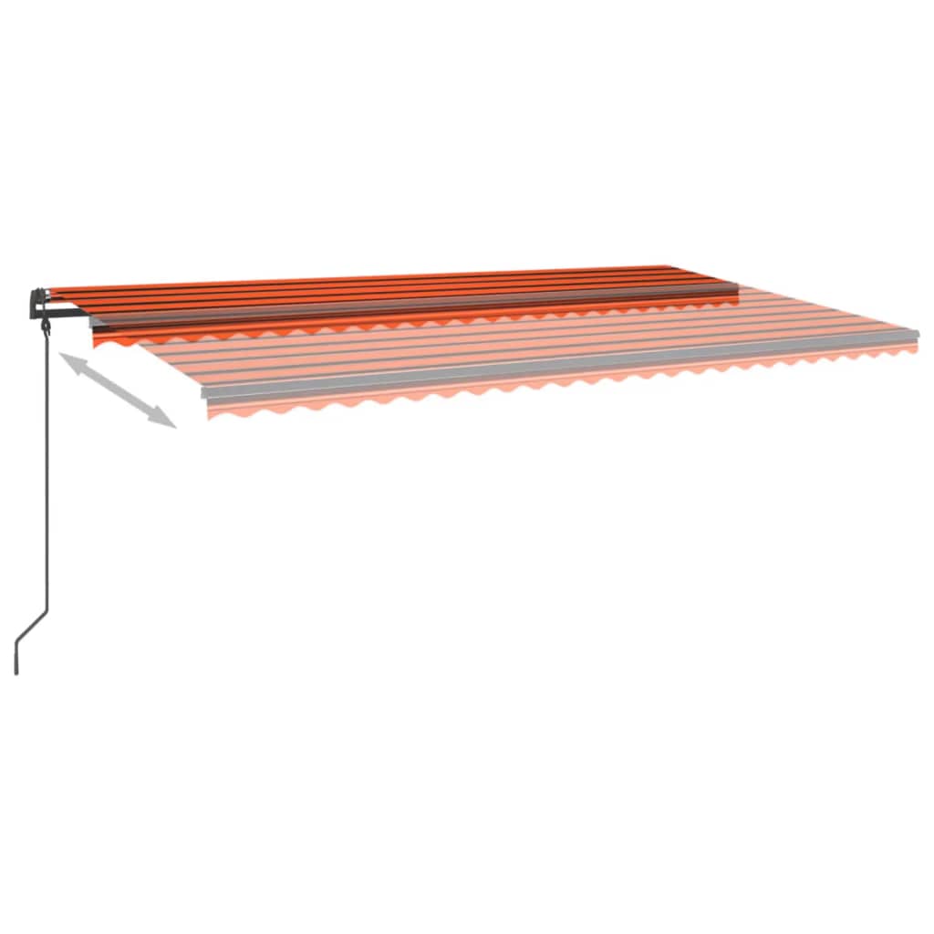 Sisäänkelattava markiisi LED/tuulisensori 6x3 m oranssiruskea