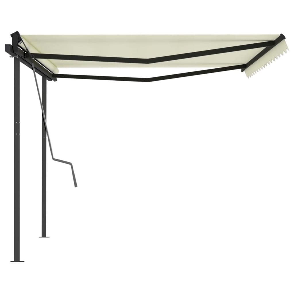 Automatic retractable awning with pole 4x3.5m cream