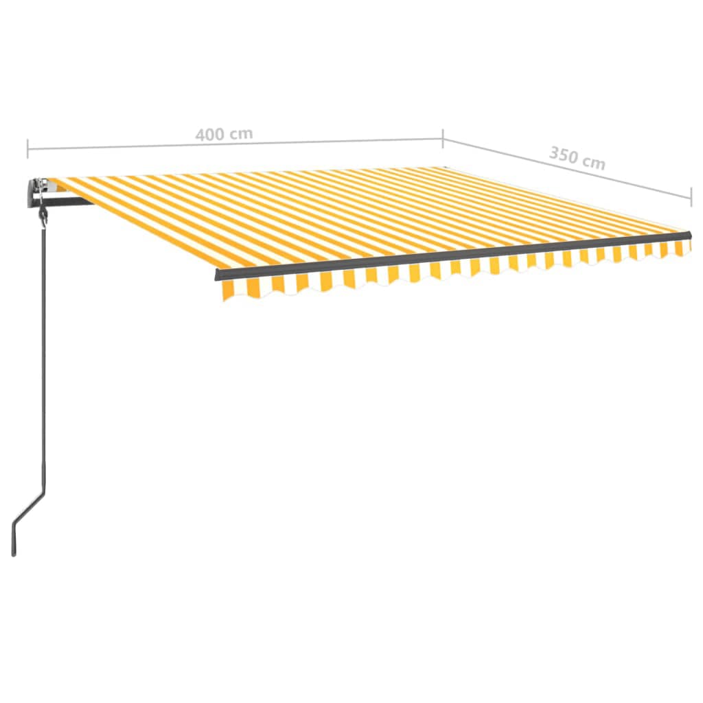 Automaattisesti kelattava markiisi tolpilla 4x3,5m keltavalk.