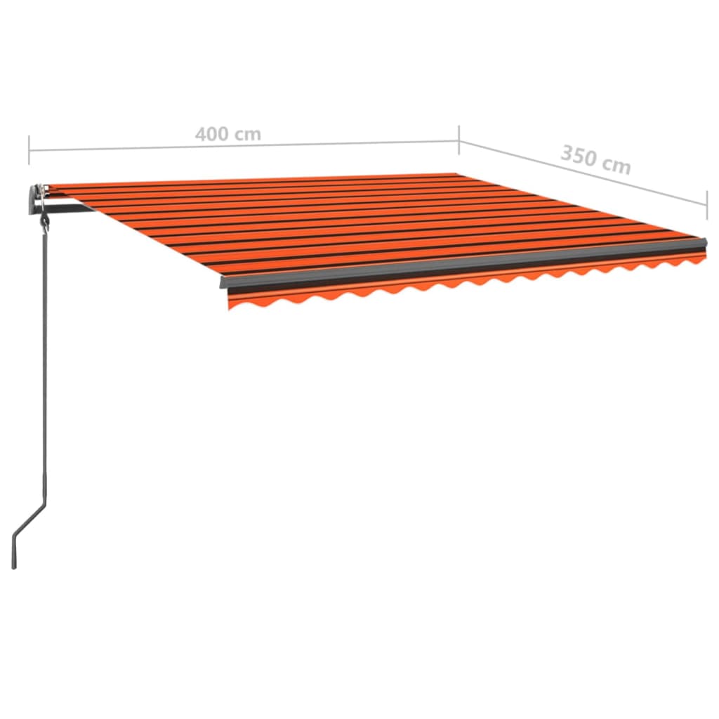 Automaattisesti kelattava markiisi tolpilla 4x3,5m oranssirusk.