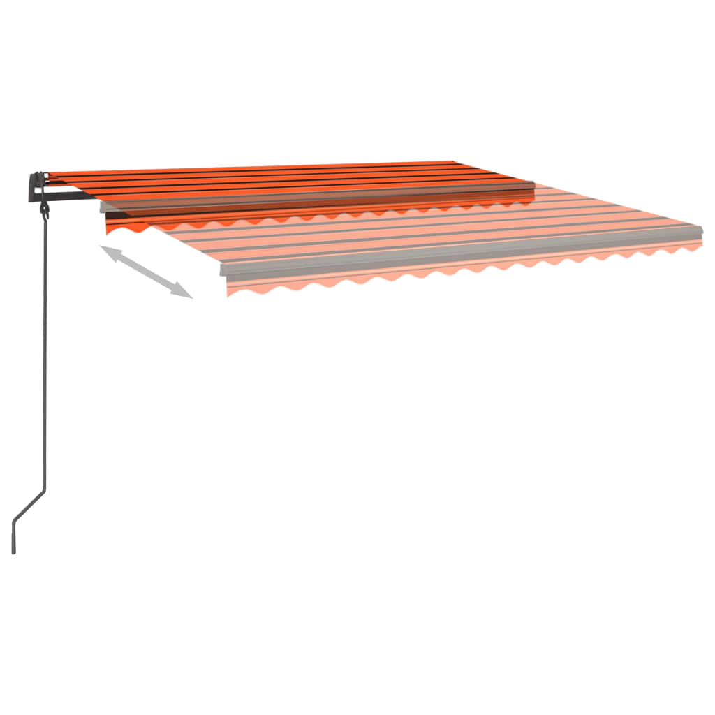 Sisäänkelattava markiisi LED/tuulisensori 4x3,5 m oranssiruskea