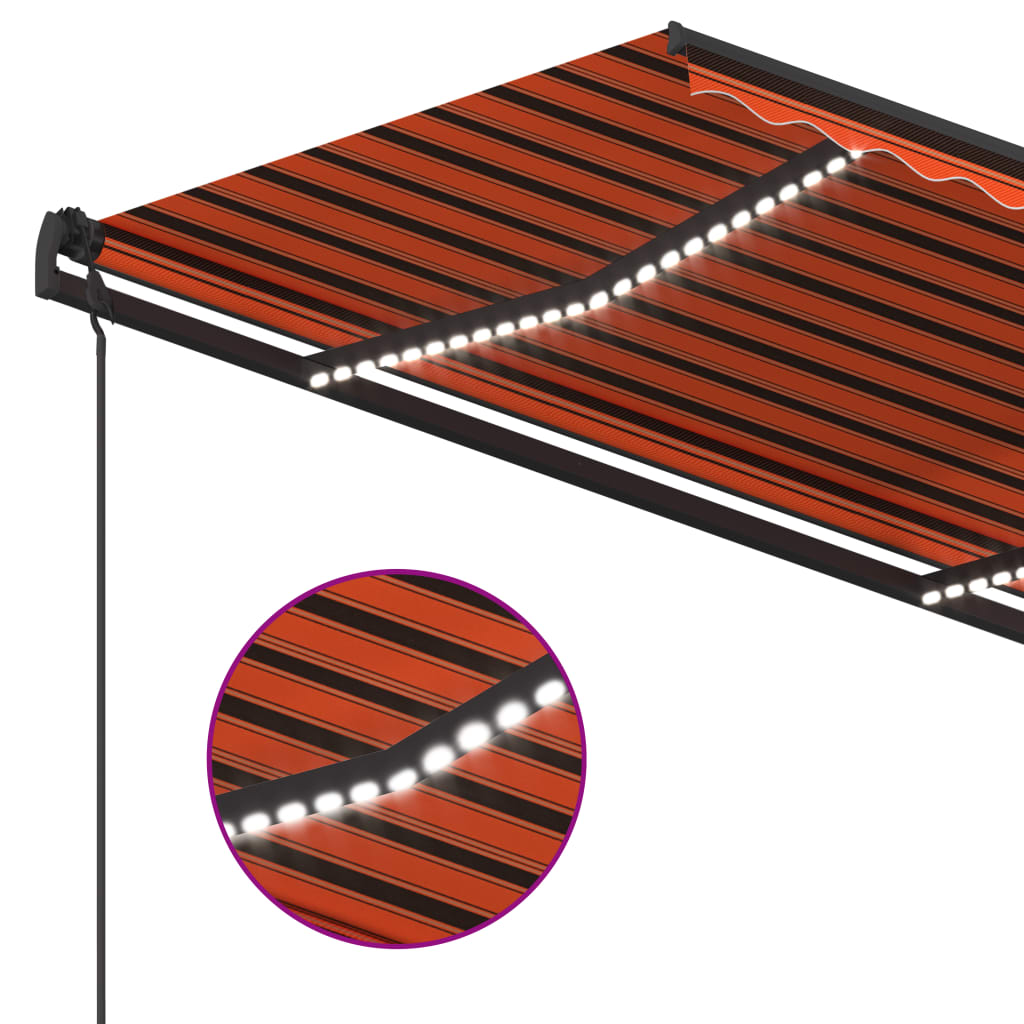 Sisäänkelattava markiisi LED/tuulisensori 4x3,5 m oranssiruskea