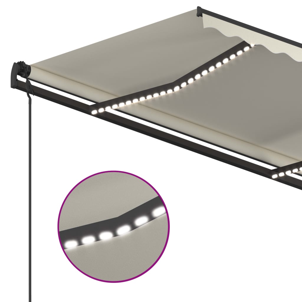 Manuaalisesti kelattava markiisi LED-valot 4,5x3,5 m kerma