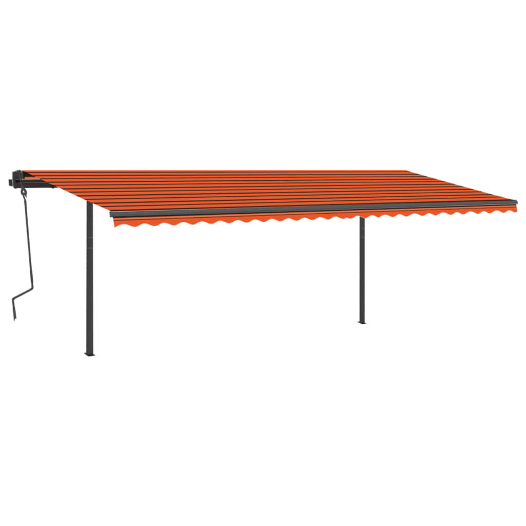 Manually retractable awning with LED lights 6x3.5 m orange/brown