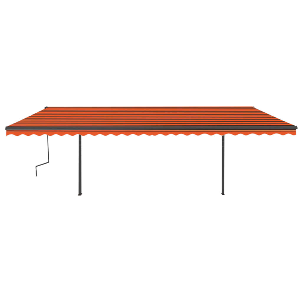 Manually retractable awning with LED lights 6x3.5 m orange/brown