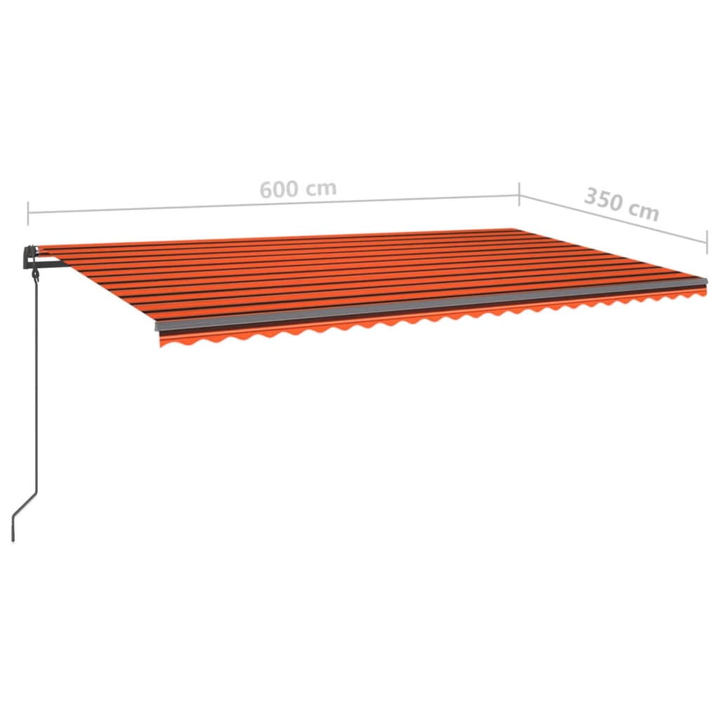 Automaattisesti kelattava markiisi tolpilla 6x3,5m oranssirusk.