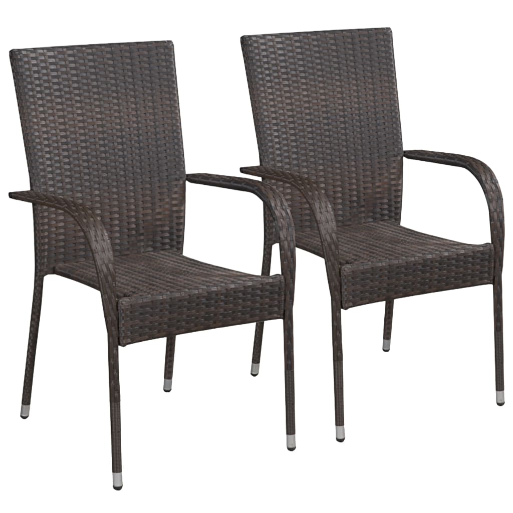 3-piece garden dining set poly rattan brown