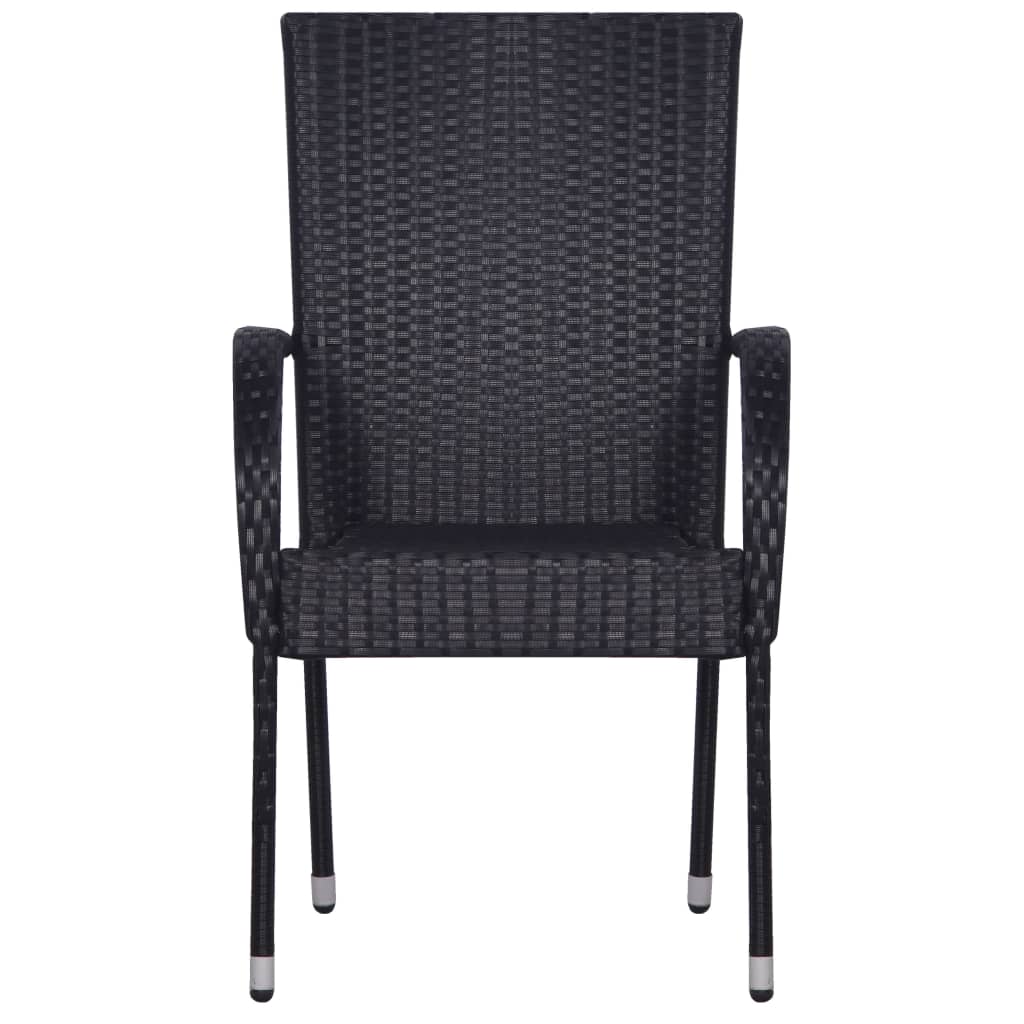 3-teiliges Garten-Essset Poly Rattan schwarz