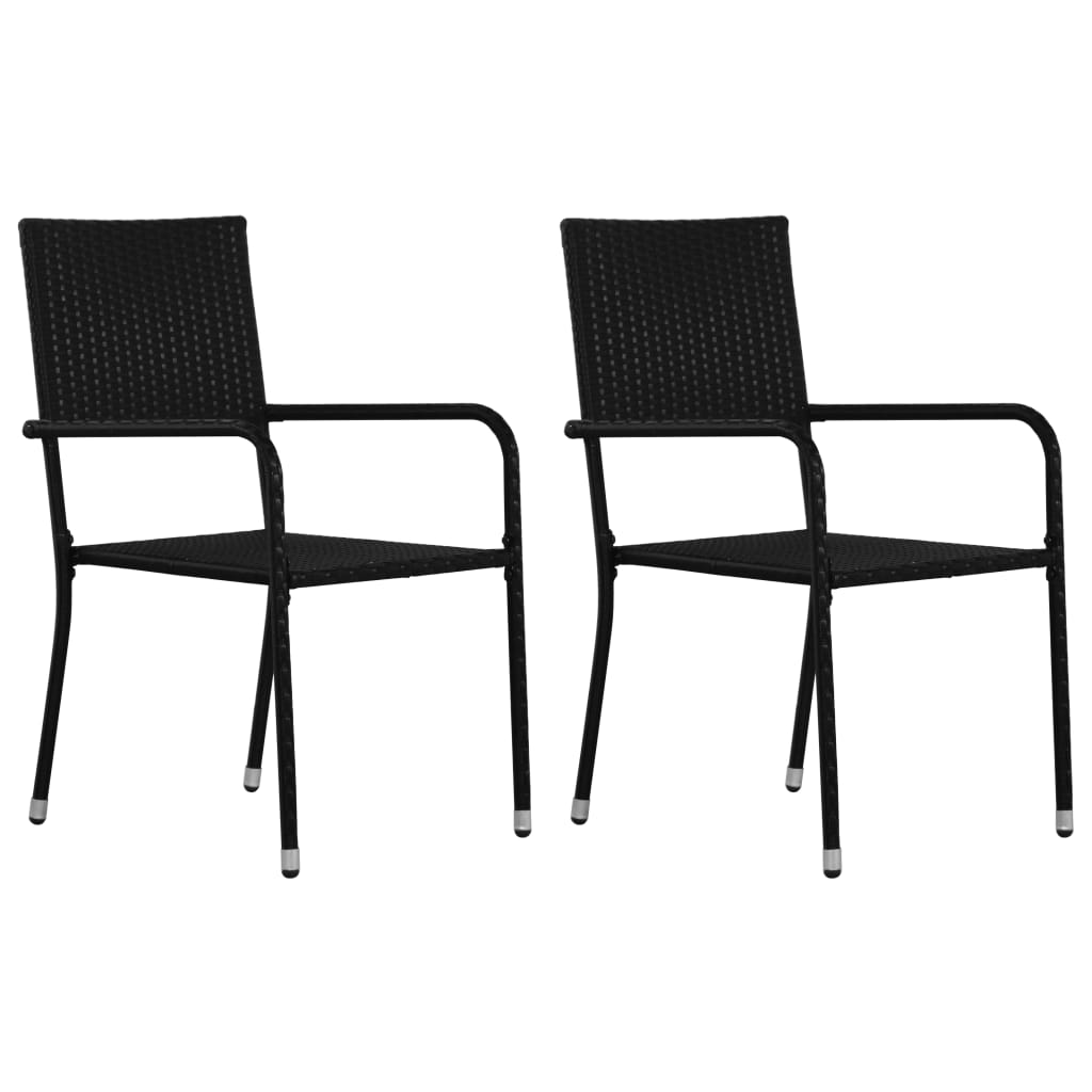 3-piece garden dining set poly rattan black