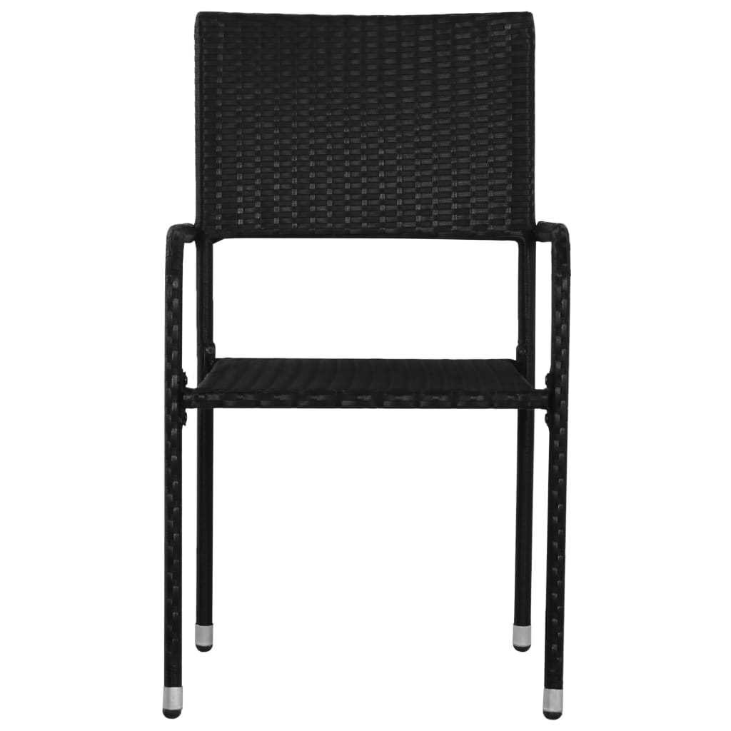 3-piece garden dining set poly rattan black