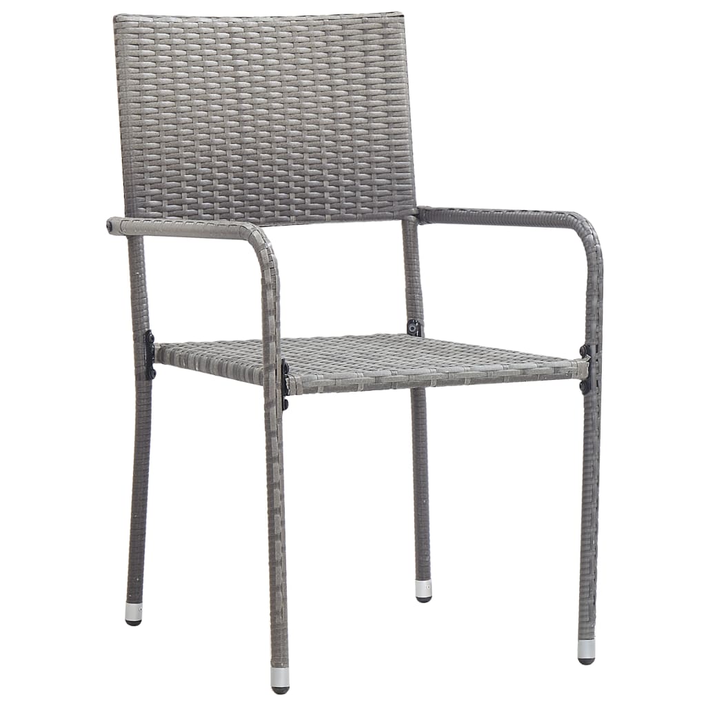 3-piece garden dining set poly rattan grey