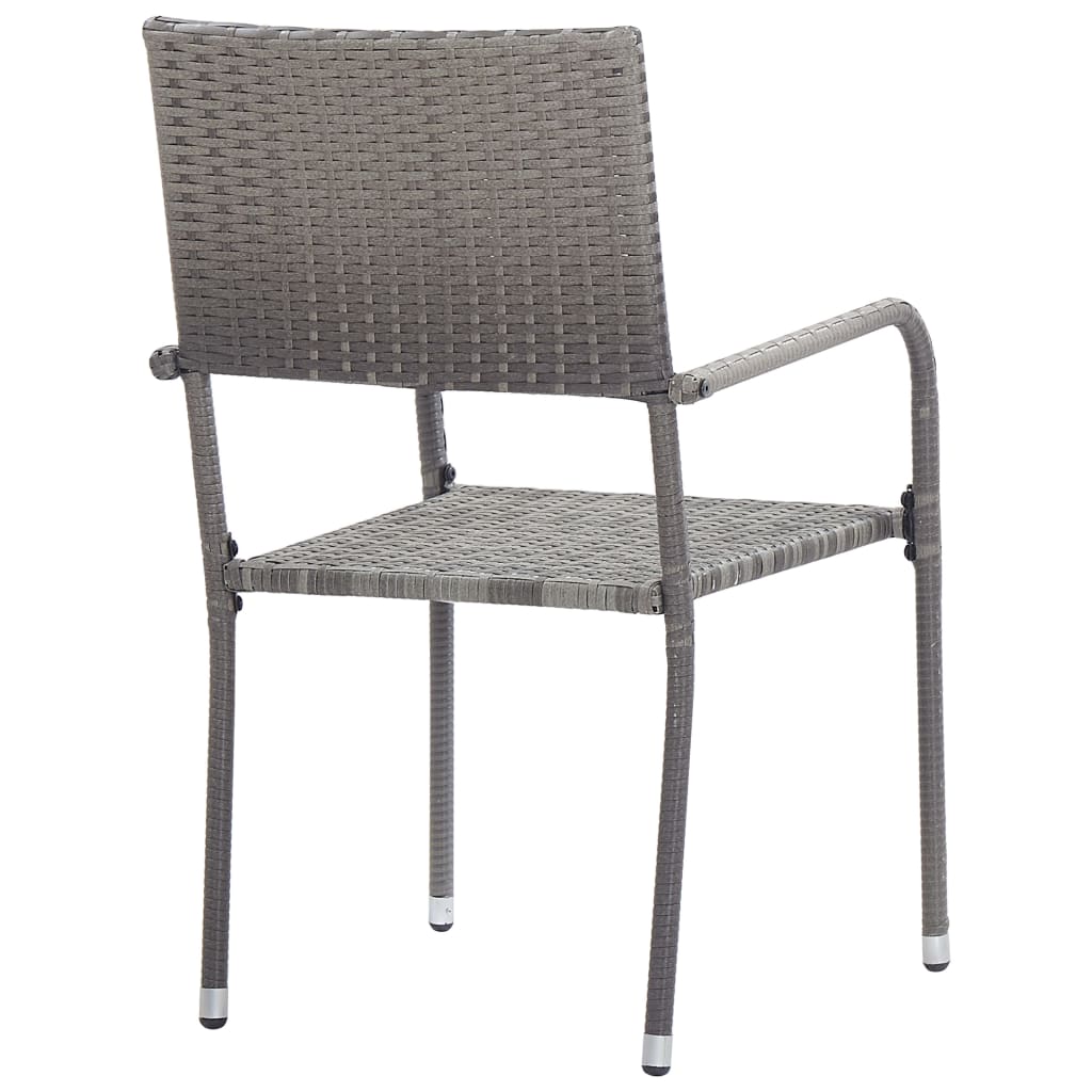 3-piece garden dining set poly rattan grey